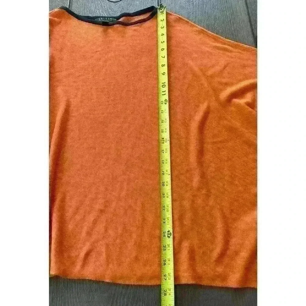 Lauren Ralph Lauren Sleeveless Kaftan Sweater Sz Small/Medium Orange *FLAW* - Picture 5 of 12